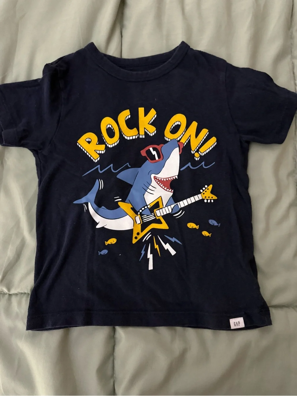 GAP Navy 'Rock On' Shark Guitar Graphic Tee
